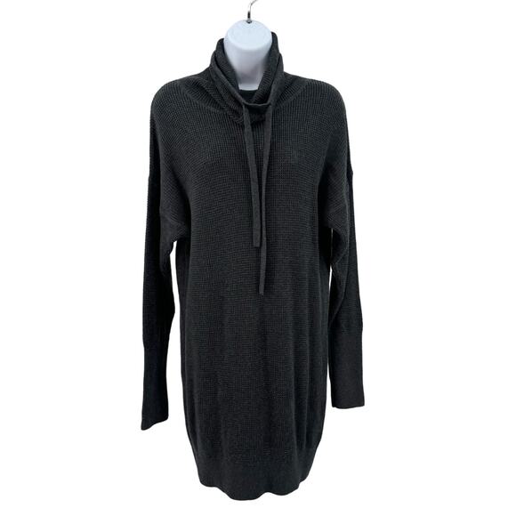 Prana Gray Charcoal Milani Sweater Dress Womens XS Drawstring Cowl Neck Bodycon - Picture 4 of 12